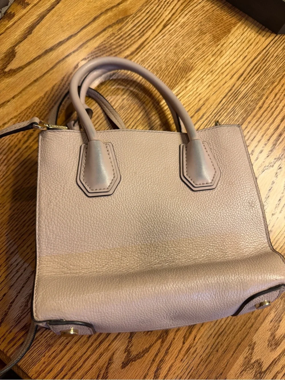 Michael Kors Pebbled Leather Satchel in Dusty Pink